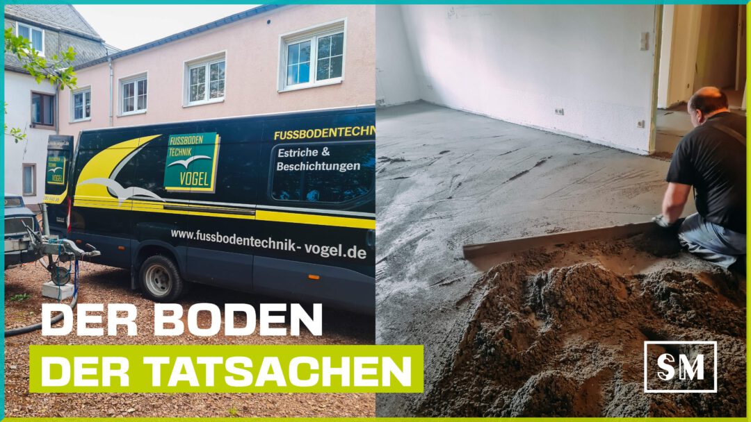 Der Boden der Tatsachen Auto von Fußbodentechnik Vogel und der Inhaber bei der Arbeit