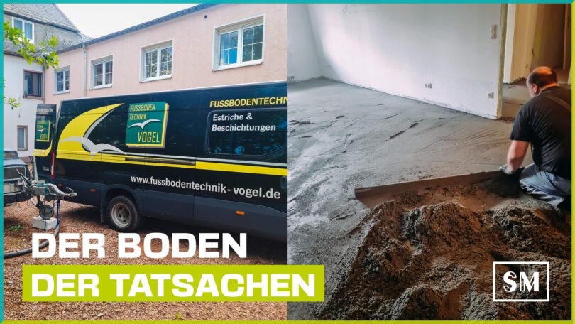 Der Boden der Tatsachen Auto von Fußbodentechnik Vogel und der Inhaber bei der Arbeit